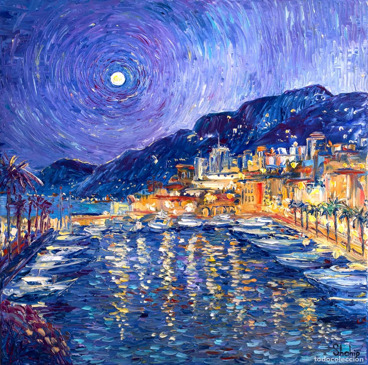 Arte: Cuadro Moonlit Monaco Harbor