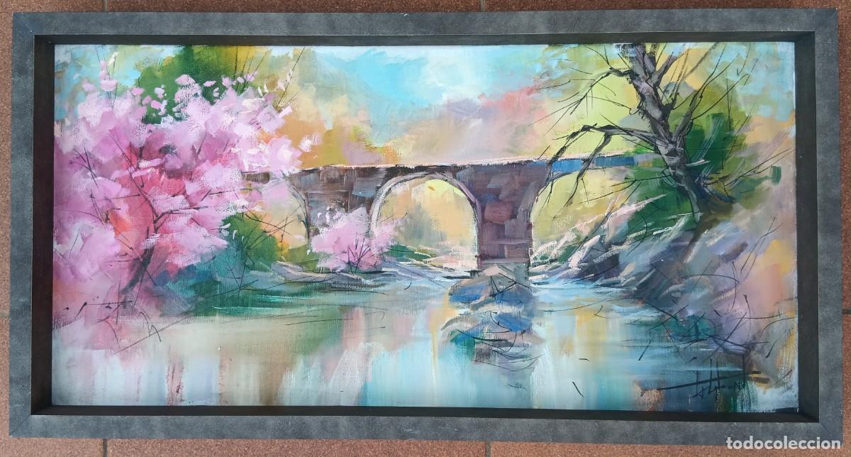 Art: TALYBONT - OLEO SOBRE TELA - PONT DE LES CASES (RIU CARDENER) - ENMARCADO 62,5 X 32,5 X 5 - 2021.