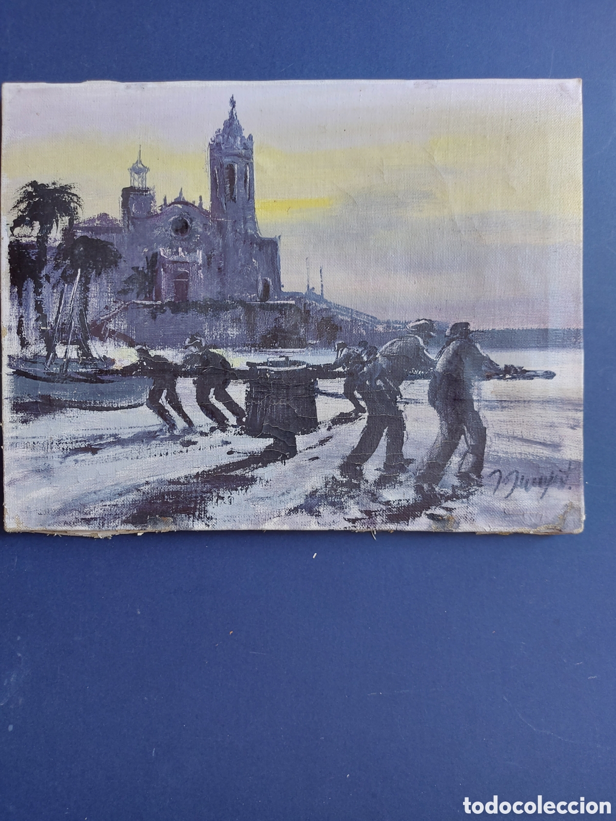 Arte: TREIEN LA BARCA SITGES OLEO