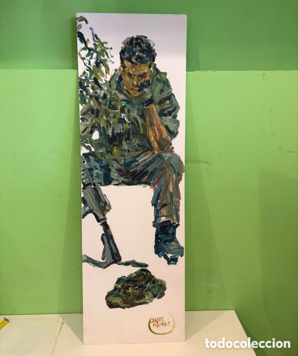 Arte: Carles Prun&eacute;s (1937-2017) &Oacute;leo original sobre tabla &ldquo;Descanso del soldado&rdquo; (Albert Model) firmado