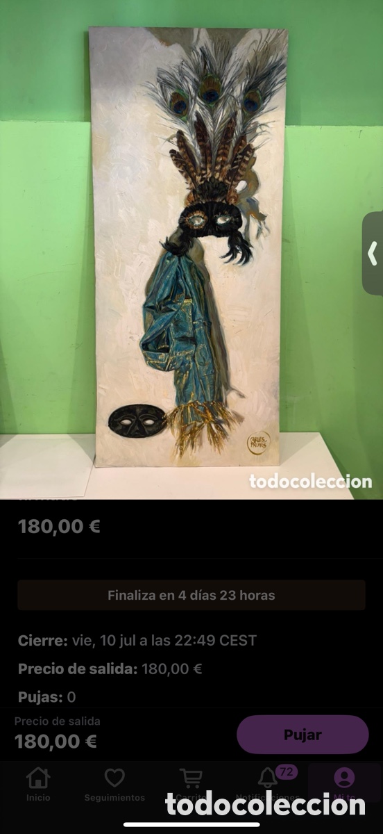 Arte: Carles Prun&eacute;s (1937-2017) &Oacute;leo original sobre tabla &ldquo;M&aacute;scaras de carnaval&rdquo; firmado