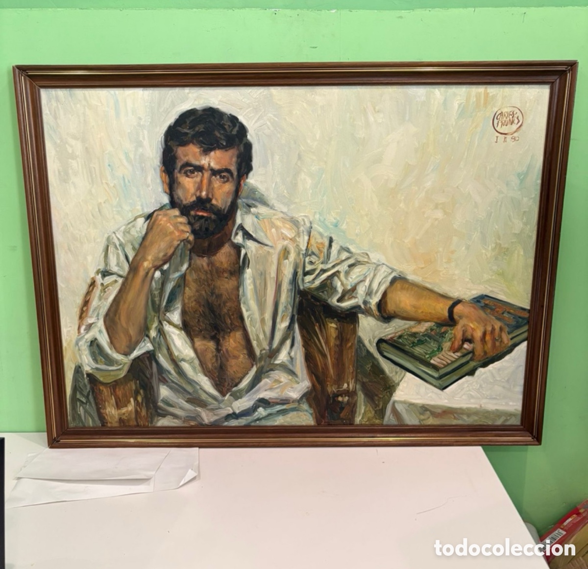 Arte: Carles Prun&eacute;s (Barcelona, 1937-2017) &ndash; Retrato masculino &ndash; &Oacute;leo original firmado y fechado 1989