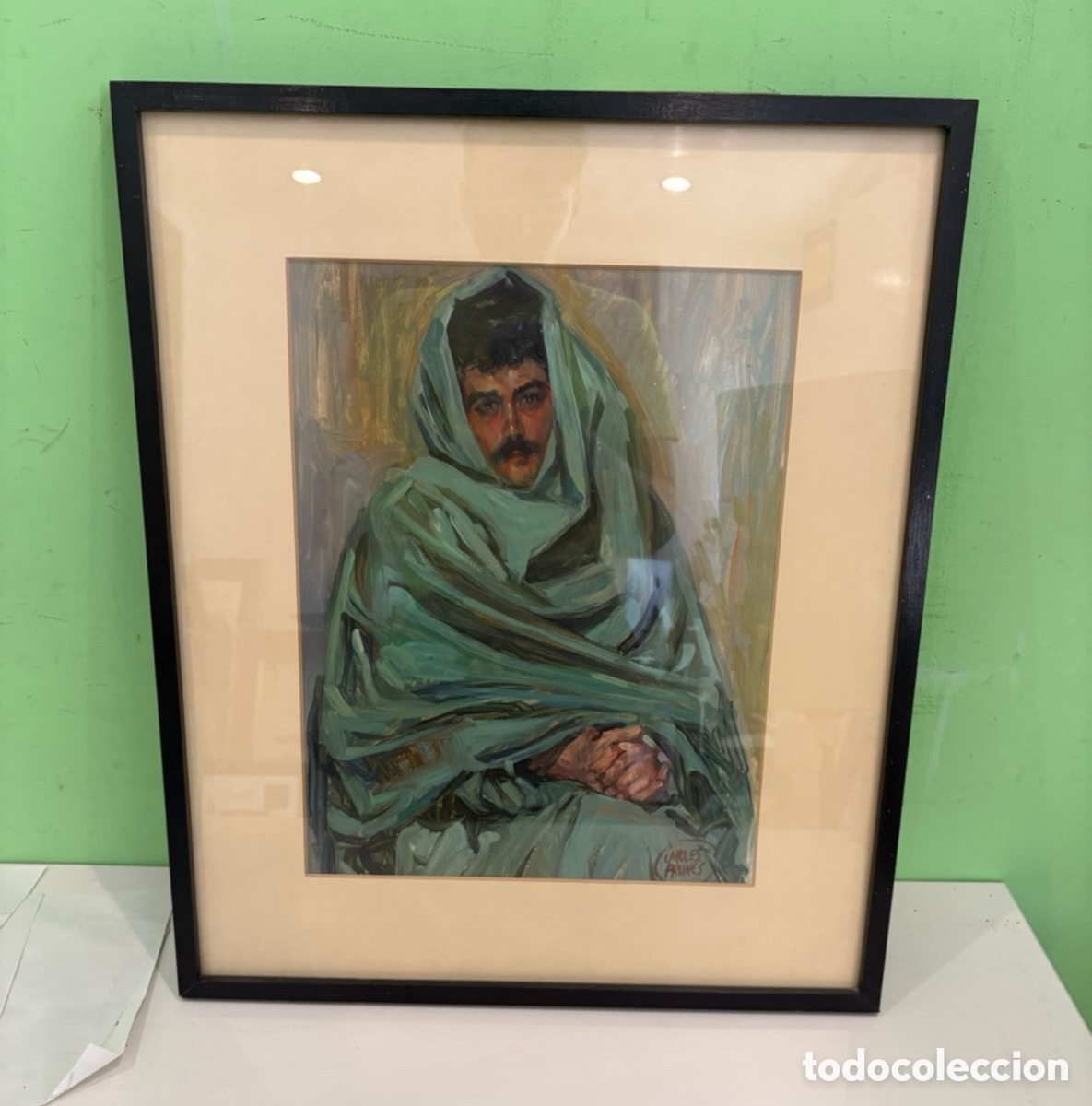 Arte: Carles Prun&eacute;s (1937-2017) &ndash; Posible autorretrato orientalista &ndash; &Oacute;leo original firmado &ndash; 40 &times; 30 cm