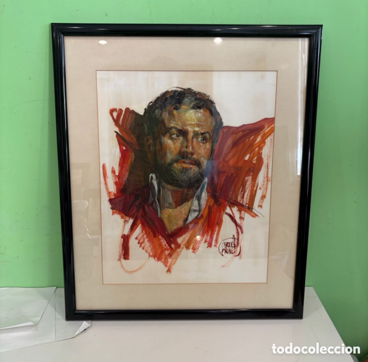 Arte: Carles Prun&eacute;s (1937-2017) &ndash; Retrato masculino original &ndash; &Oacute;leo firmado