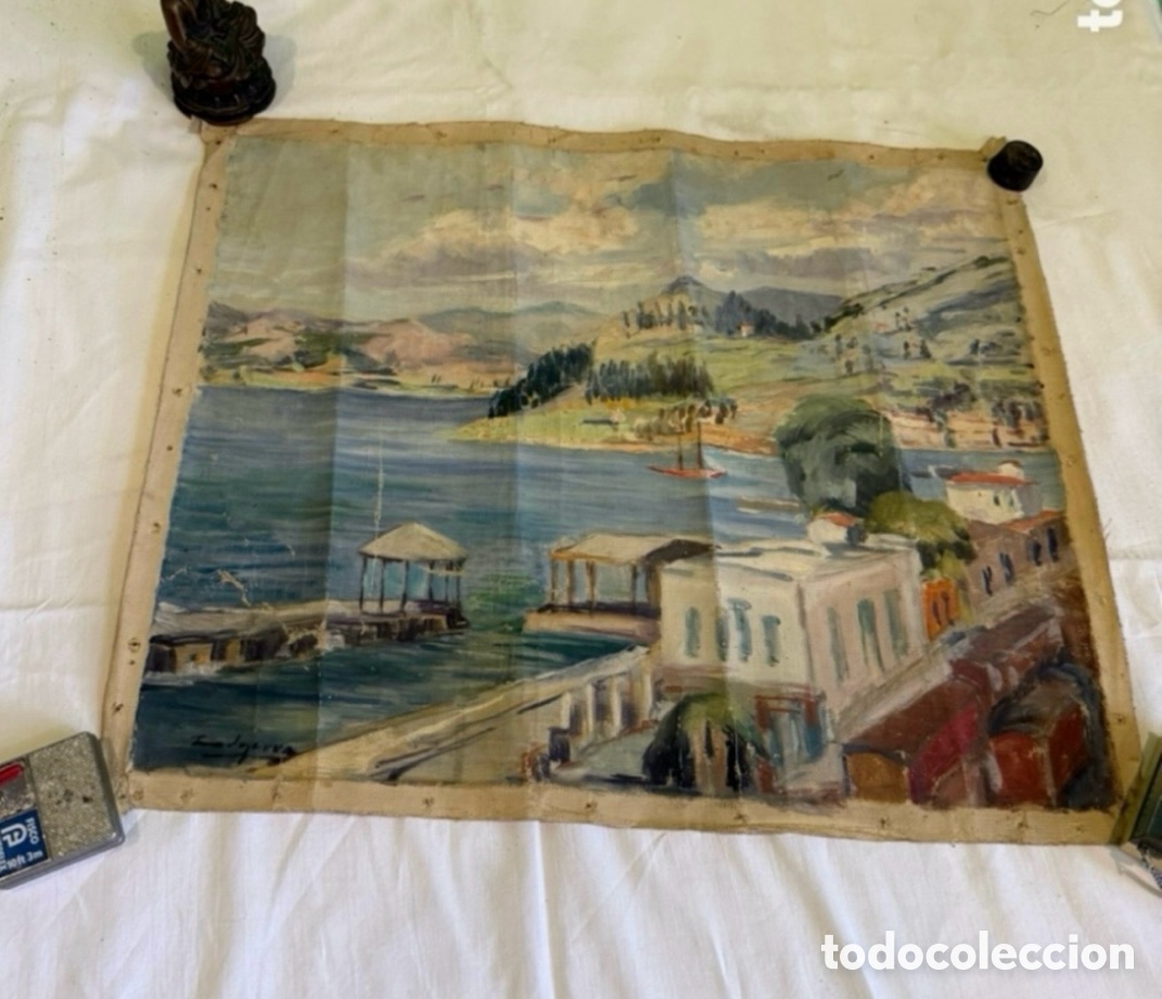 Arte: Antiguo &oacute;leo sobre lienzo firmado