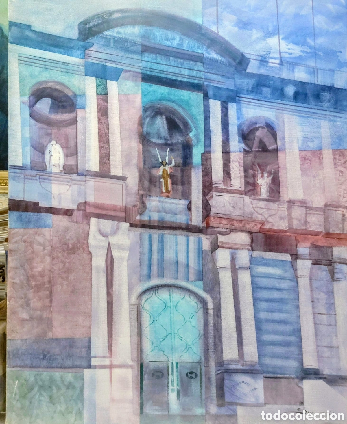 Arte: SURIS ALBERT OLEO TELA 73X92 SANT. ESTEVA OLOT PARROQUIA A&Ntilde;O 2000