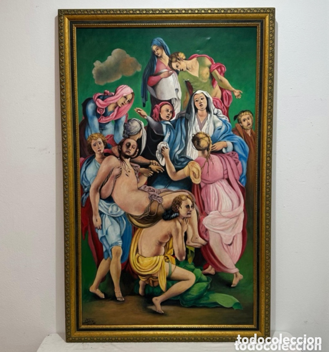 Arte: J. SUBATER Firmado y Fechado Gran &Oacute;leo Sobre Lienzo &rdquo;El Descendimiento&rdquo; Despu&eacute;s de Pontormo