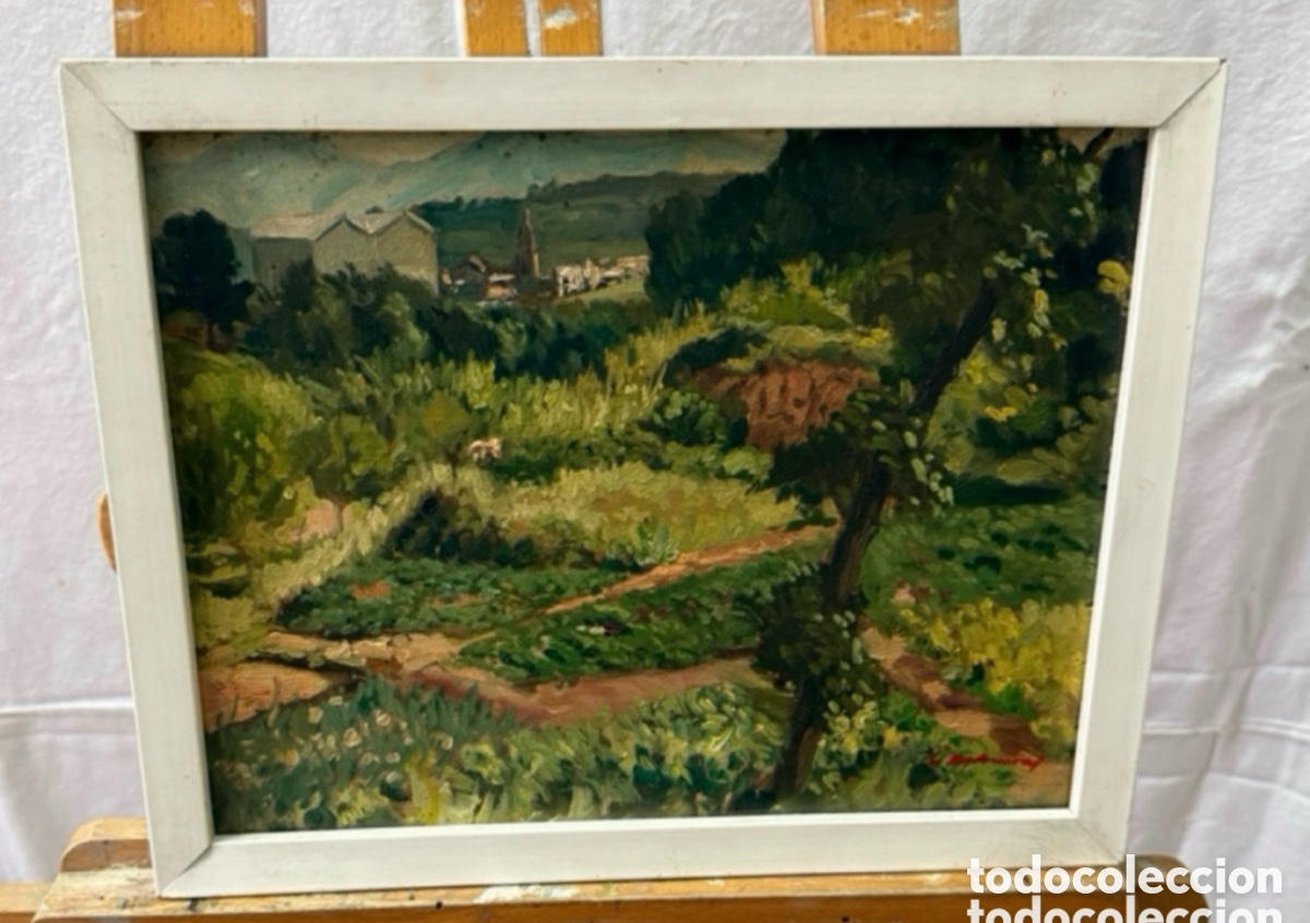 Arte: Pau Casanovas Morral- paisaje Sant Quirze, Hort del Hete - &oacute;leo sobre tabla - firmado.