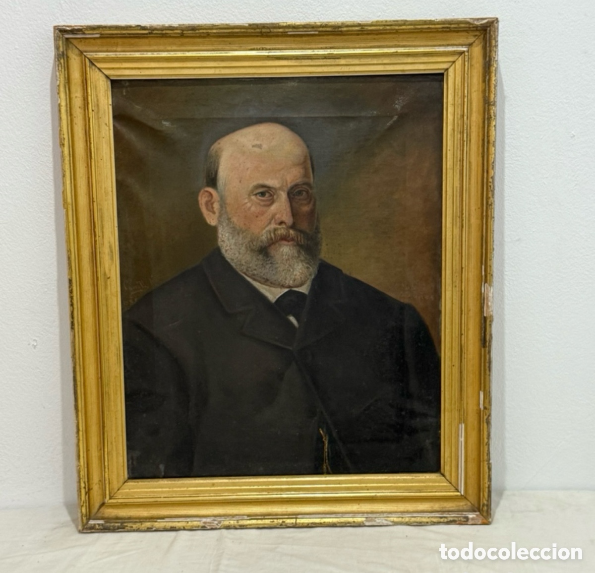 Arte: &Oacute;leo Retrato Caballero Firmado Conill 1885 Escuela Catalana Espa&ntilde;ola Siglo XIX