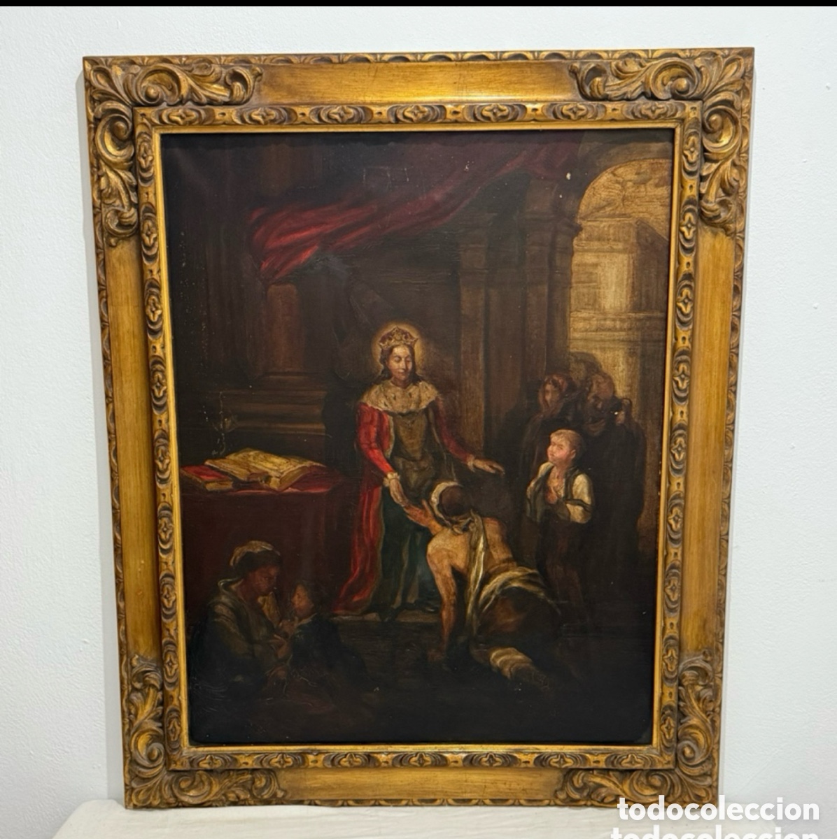Arte: Escuela Espa&ntilde;ola siglo XIX Santa Reina Coronada &Oacute;leo sobre Lienzo.