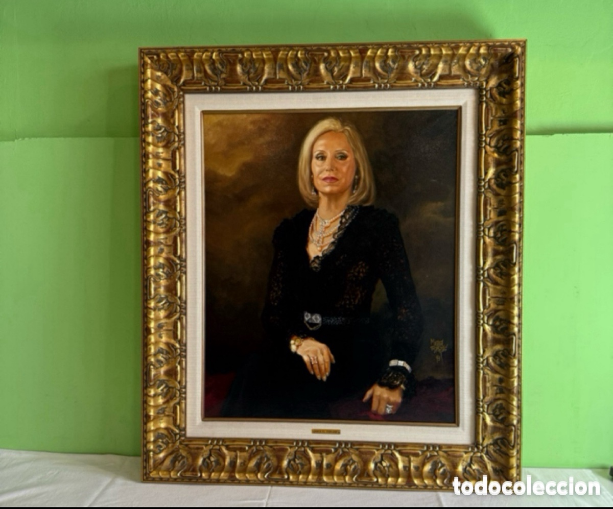 Arte: MIQUEL ESPARBE, retrato mujer, oleo sobre lienzo 70x52 cm firmado y enmarcado.