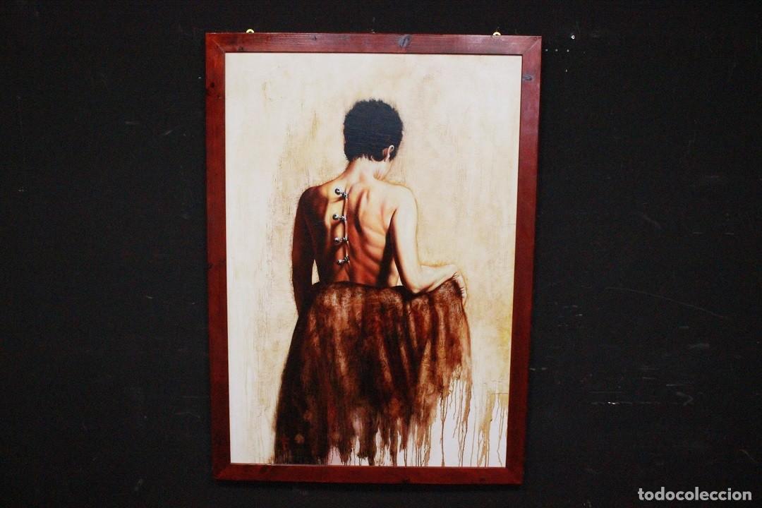 Arte: &Oacute;LEO SOBRE TABLA &ldquo;FIGURA DE ESPALDAS CON SONAJAS&rdquo; DE SATURNO BUTT&Ograve;