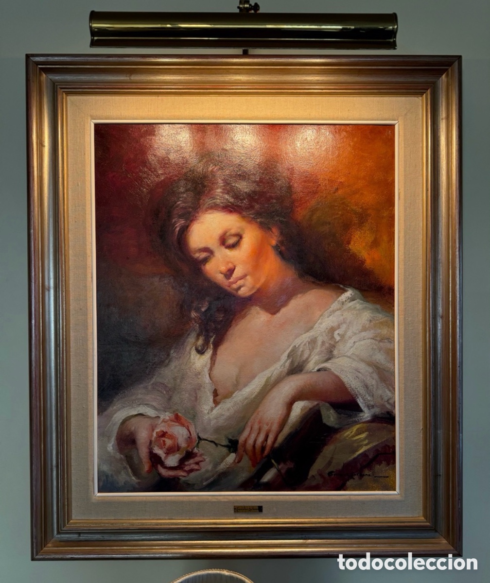 Arte: Rosendo Gonzalez Carbonell &Oacute;leo Dama con rosa