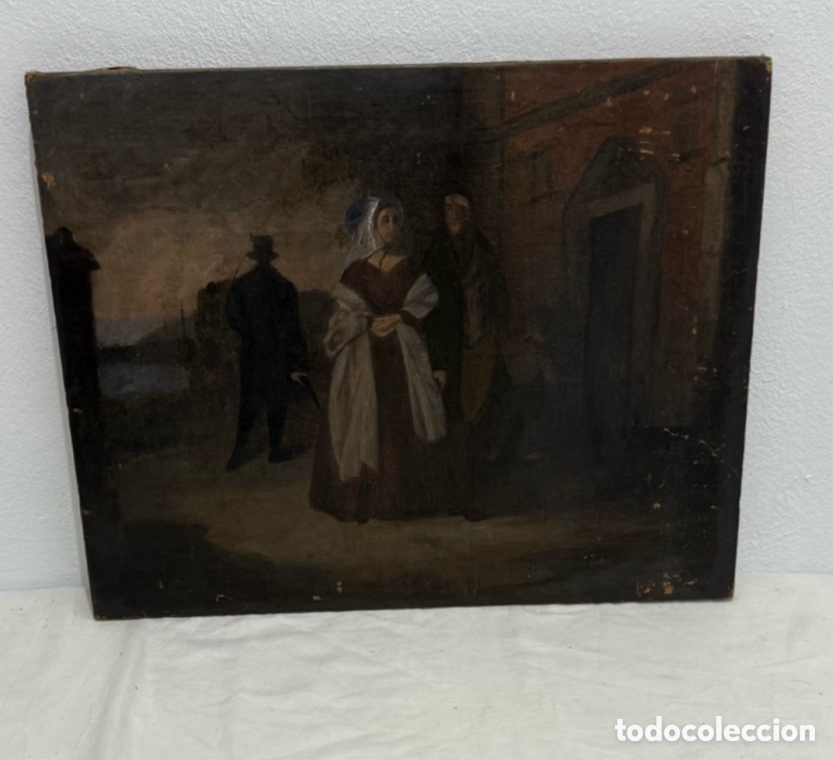 Arte: Escuela Espa&ntilde;ola siglo XIX importante escena costumbrista &oacute;leo sobre lienzo obra a estudiar