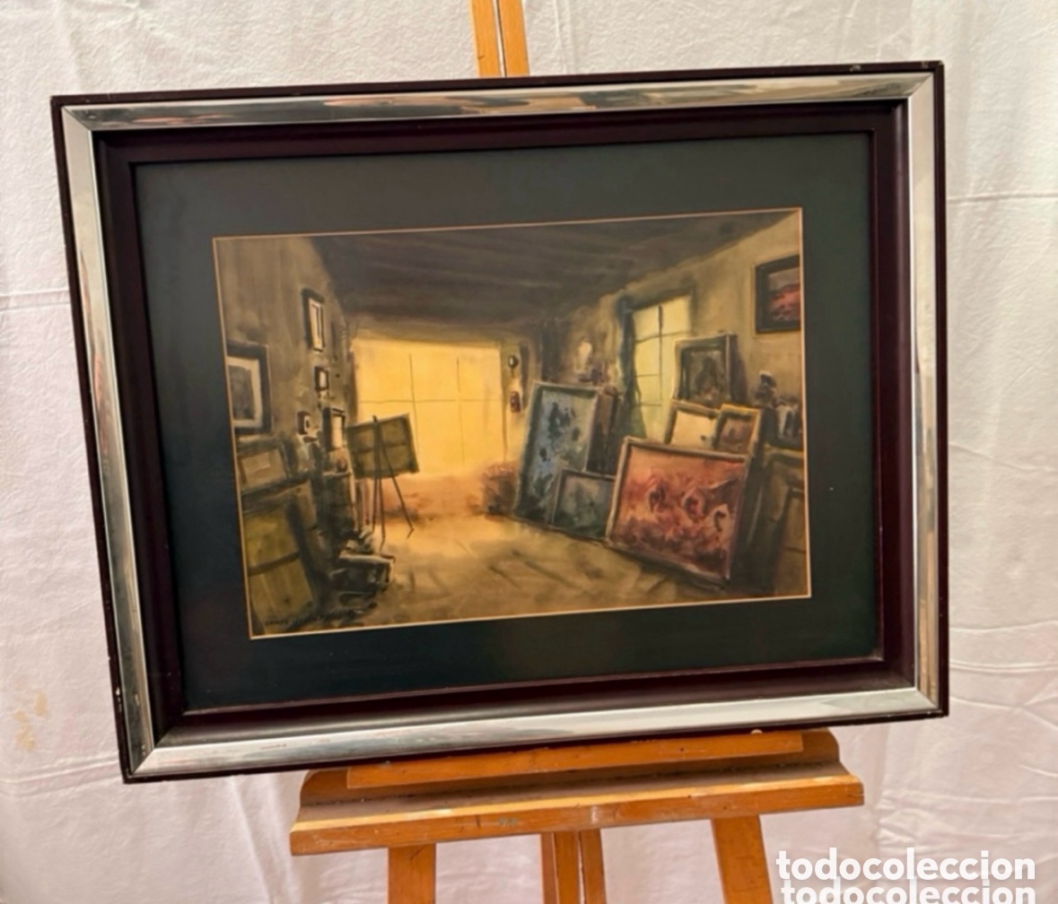 Kunst: Enrique G&oacute;mez Sacanelles, Valencia 1936. Interior de estudio de pintor. Obra firmada.