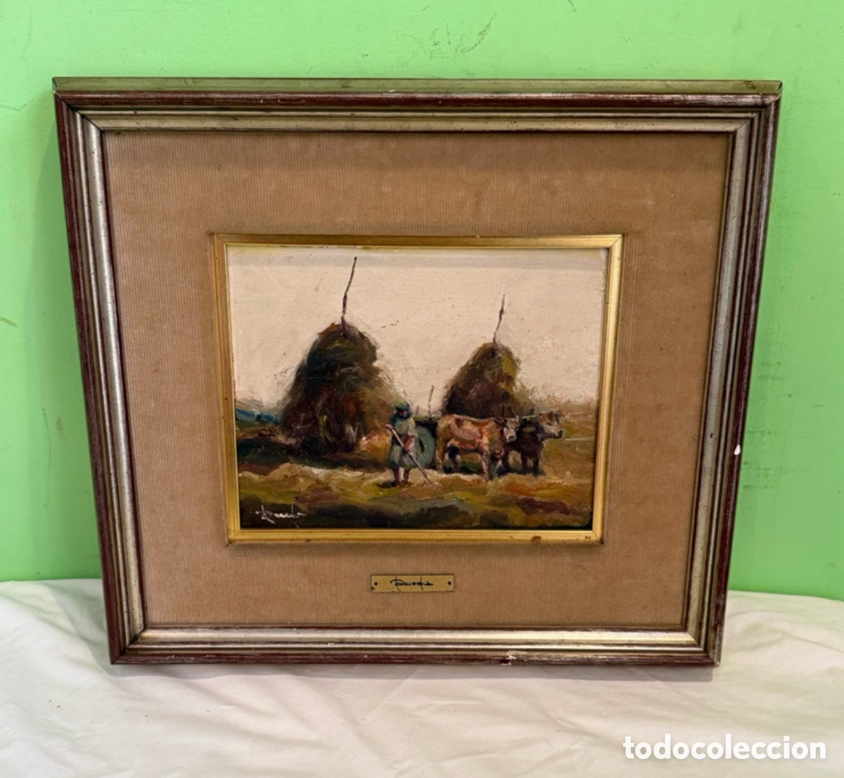 Arte: Ram&oacute;n Poveda Ibars (Sabadell 1936) &oacute;leo tablex paisaje rural Ribera de Cardos firmado y enmarcado.
