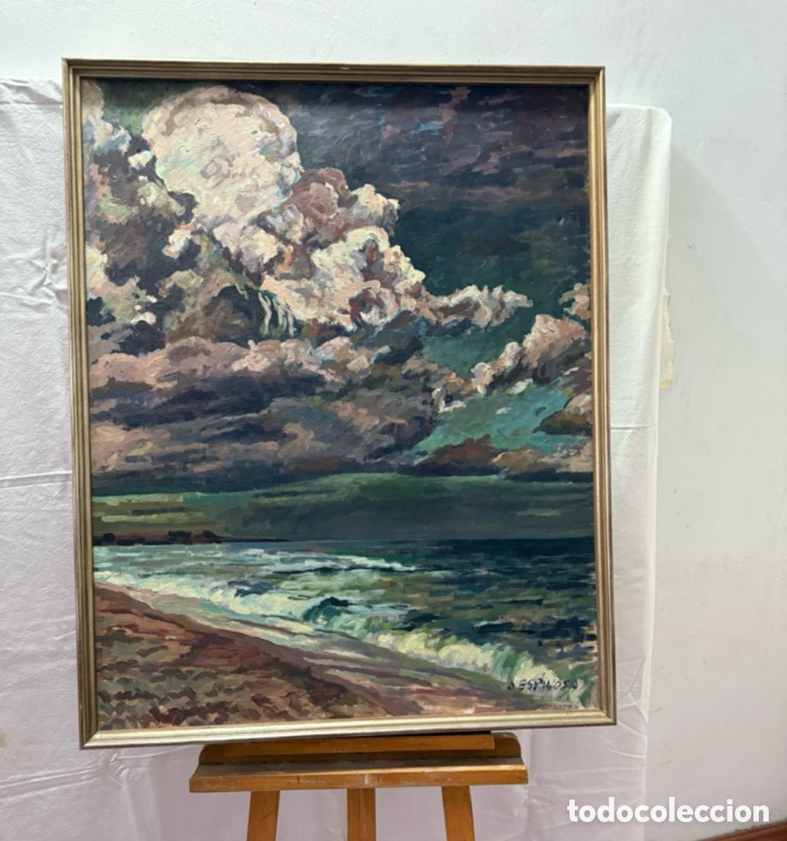 Art: &Aacute;lvaro Espinosa &oacute;leo sobre lienzo marina paisaje mar gran formato firmado.