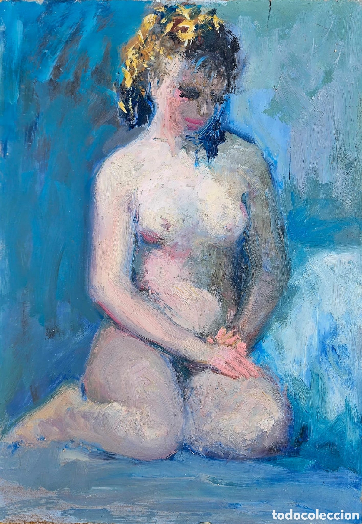 Arte: Jose Guevara ( Malaga 1930 -- 2017)Exquisita pintura original , desnudo femenino.