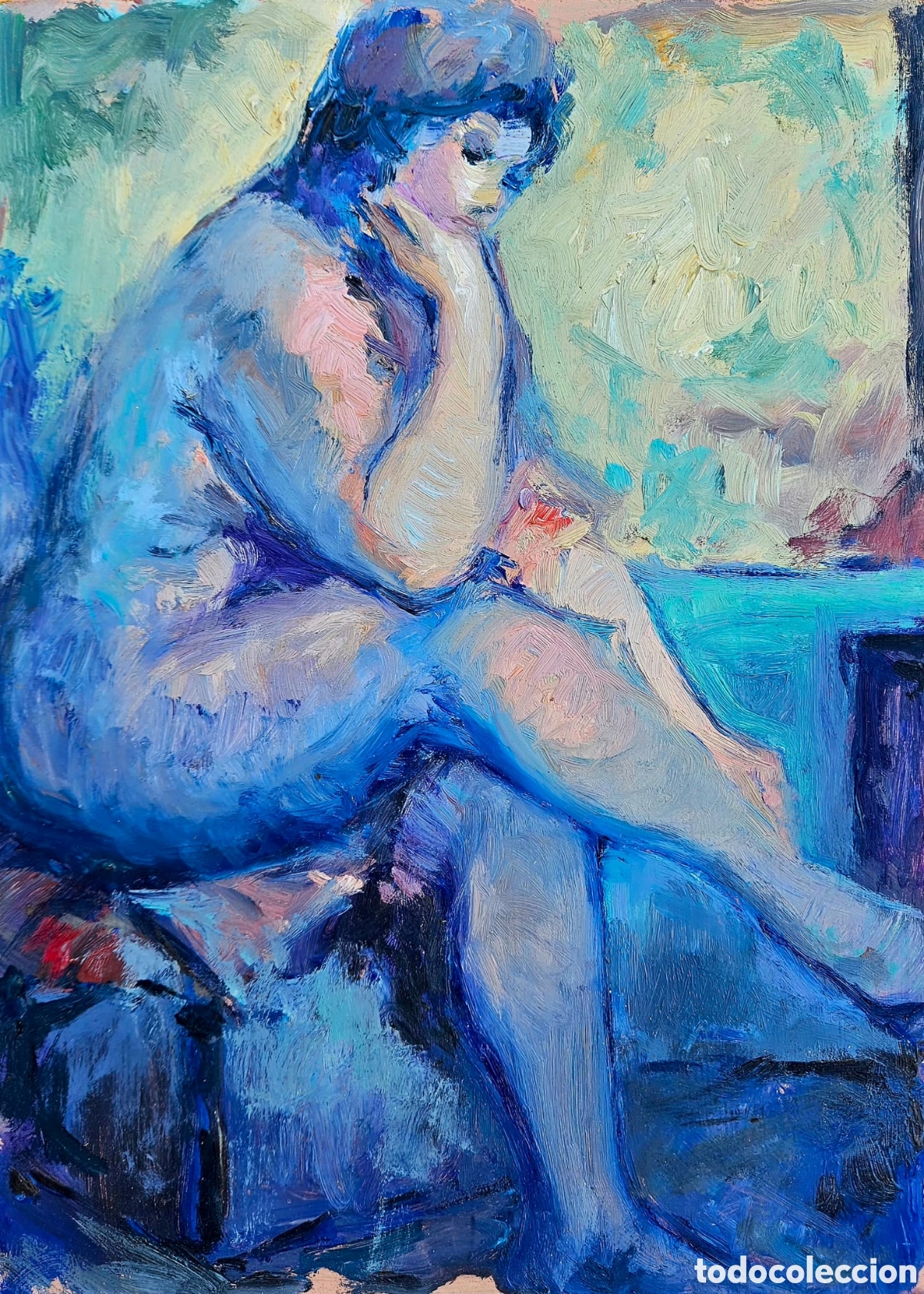 Arte: Jos&eacute; Guevara (M&aacute;laga 1930 -- 2017 )Preciosa pintura original , desnudo femenino, sin firma.