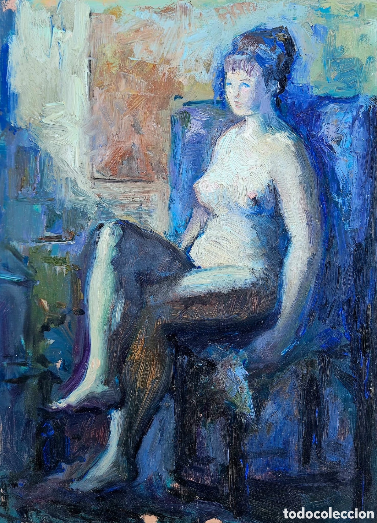Arte: Jos&eacute; Guevara ( M&aacute;laga 1930 -- 2017) preciosa pintura original , desnudo femenino, sin firma.