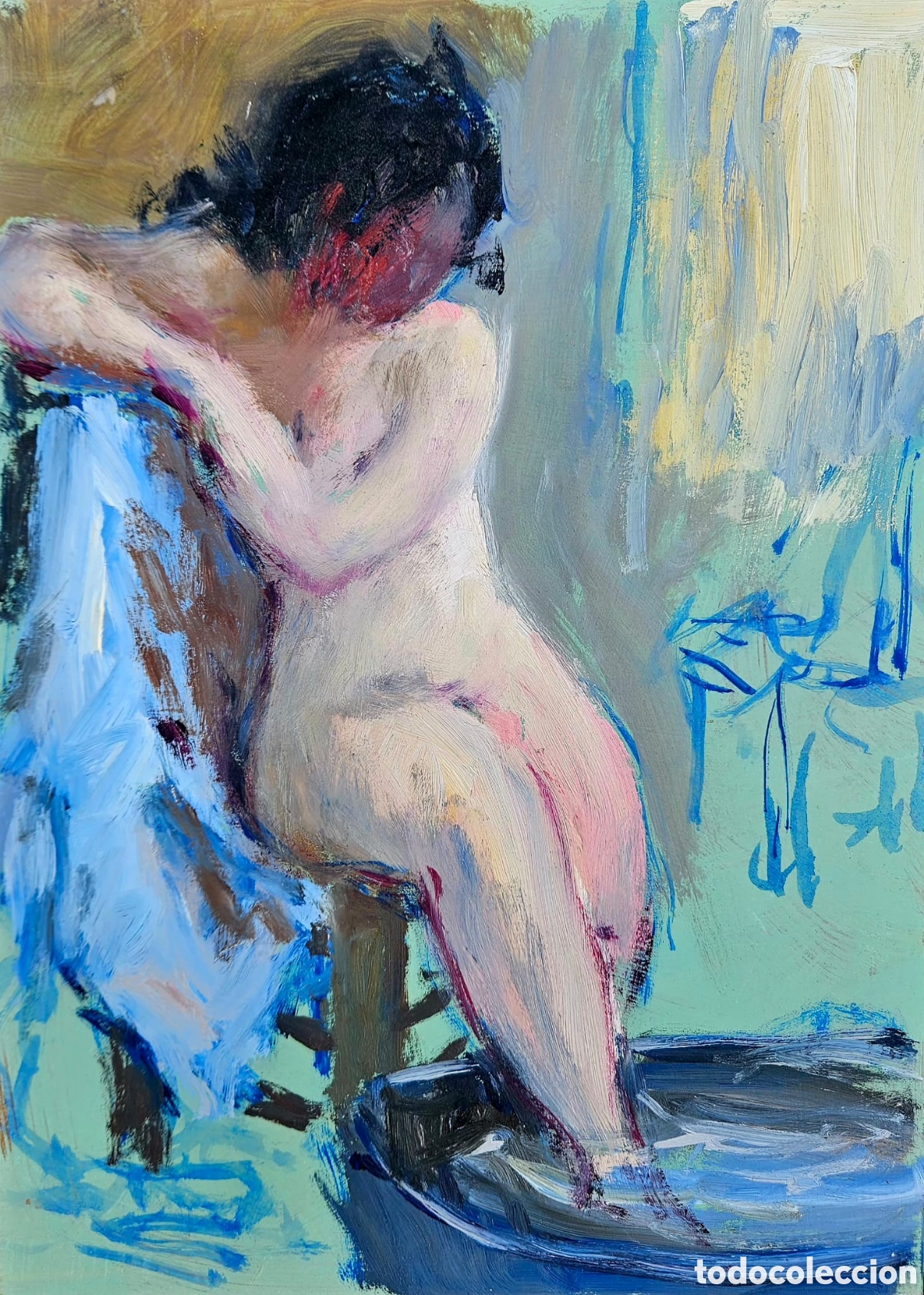 Arte: Jos&eacute; Guevara ( M&aacute;laga 1930 -- 2017) exquisita pintura original , desnudo femenino sin firma