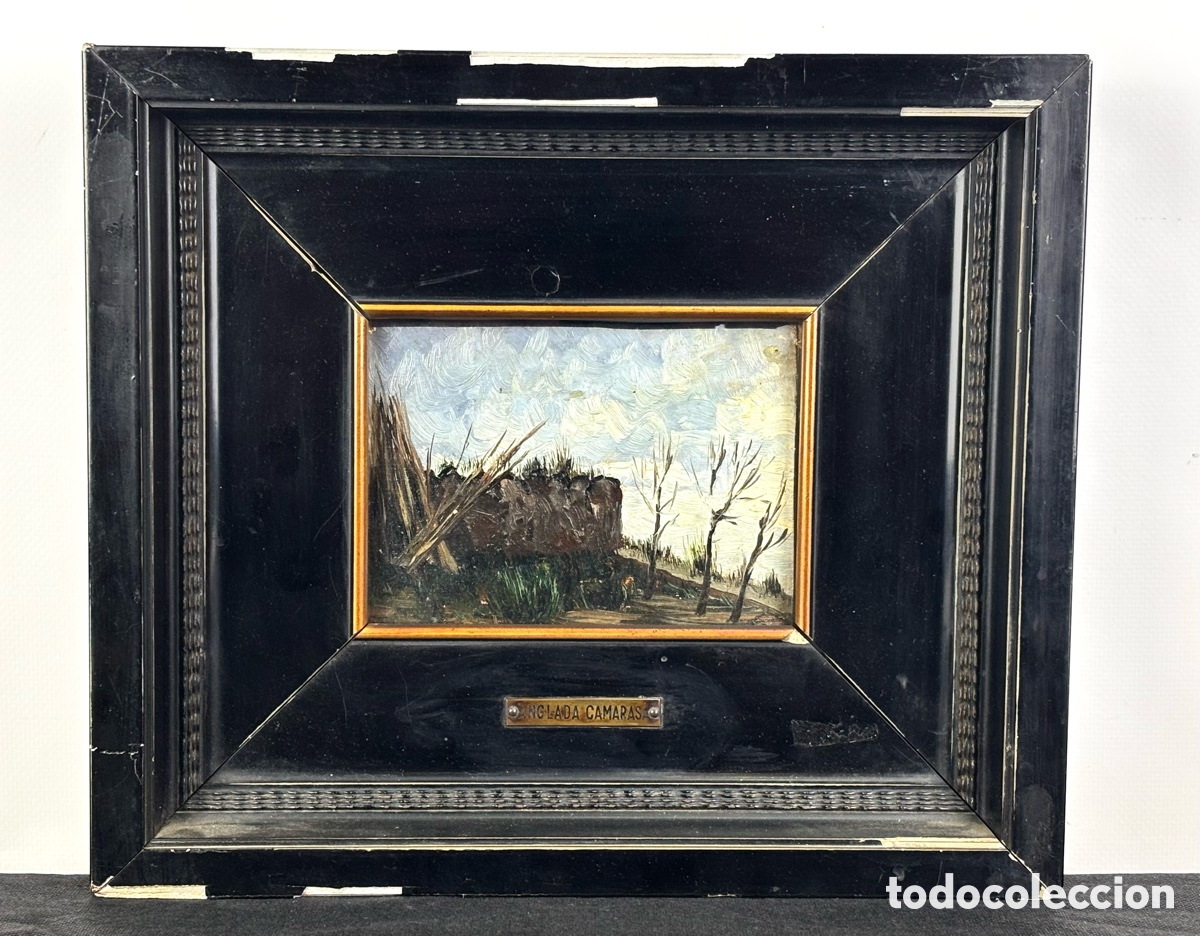 Arte: HERMENEGILDO ANGLADA CAMARASA(1871-1959) - MUJER EN EL HUERTO - 12 X 16 CM - CERTIFICADO