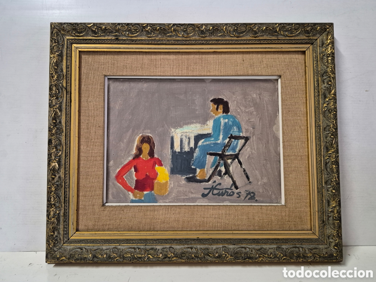 Arte: Jordi Cur&oacute;s Ventura (1930-2007), oleo sobre tela pegado a carton duro. firmado y fechado.