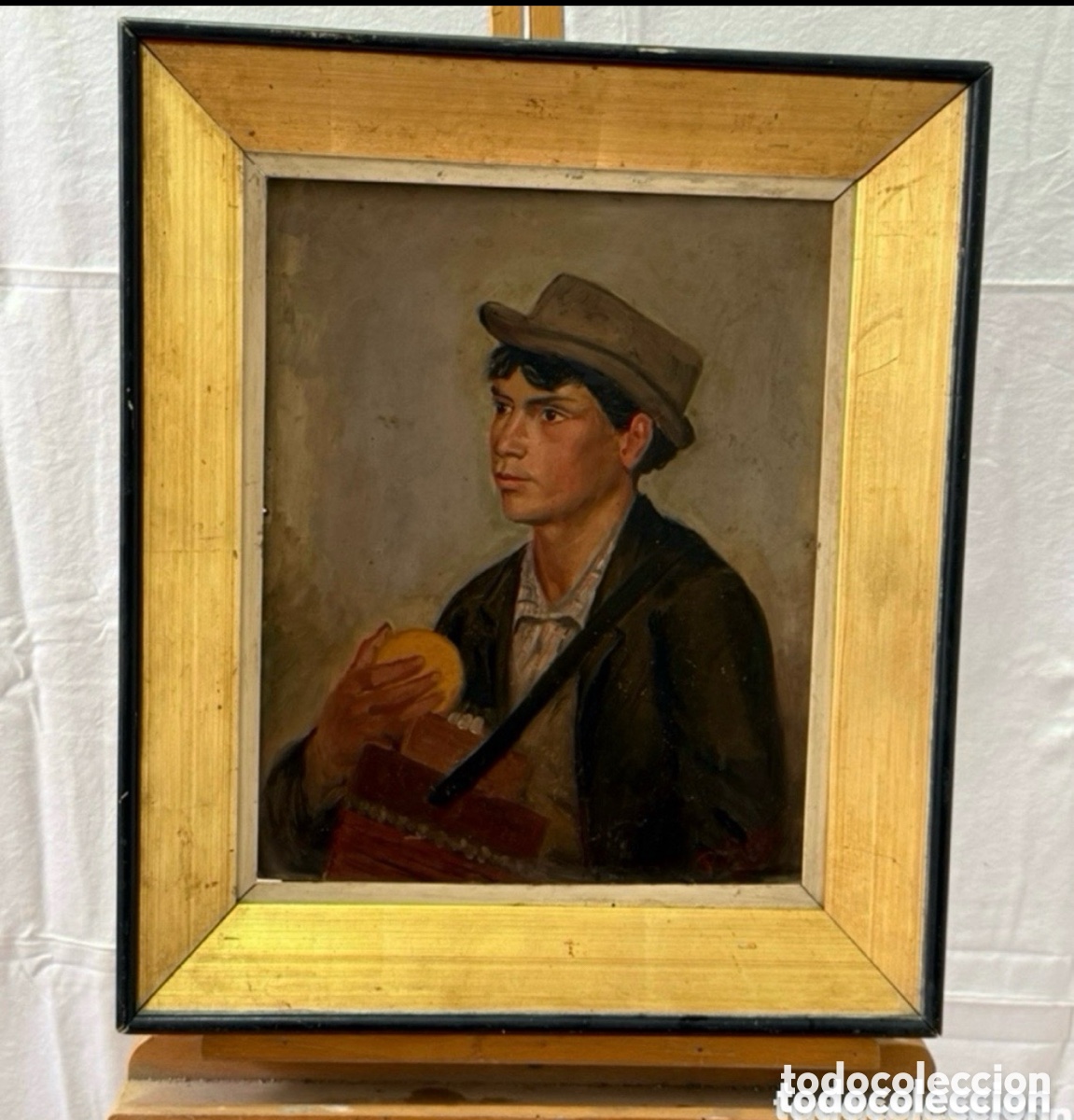 Arte: Retrato masculino. Principios del siglo XX. &Oacute;leo sobre tablex firmado.