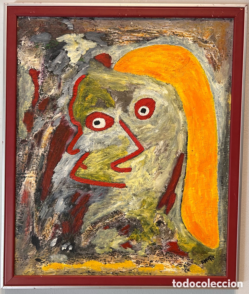 Art: Retrato expresionista. &Oacute;leo sobre lienzo. Firmado. 54 &times; 63 cm.