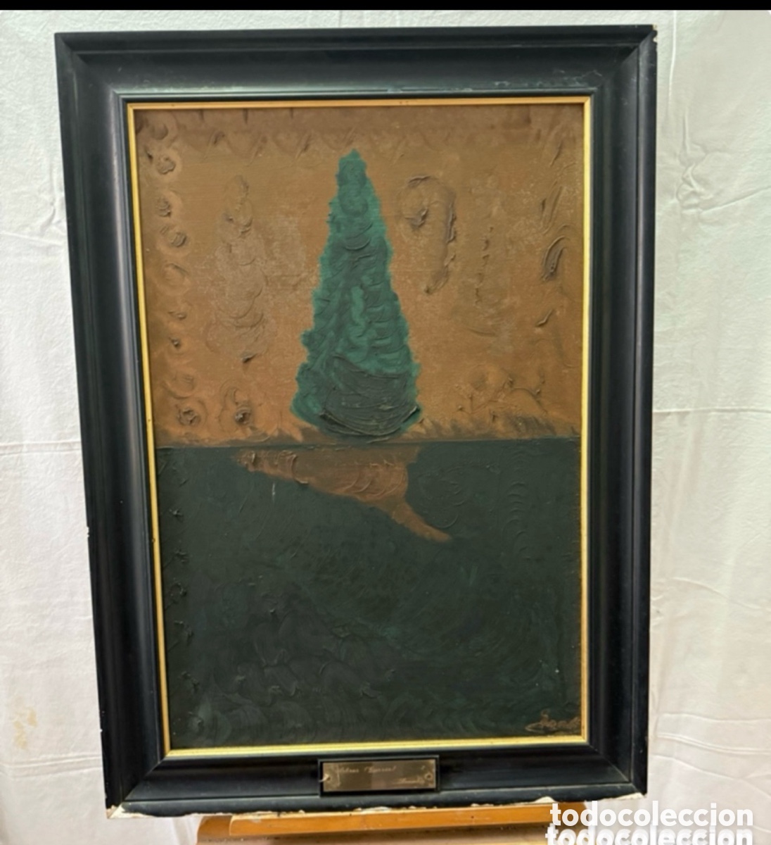 Arte: &Oacute;leo sobre lienzo firmado Slovenka &rdquo; Arbres (Cypr&egrave;s) &rdquo; 7/12