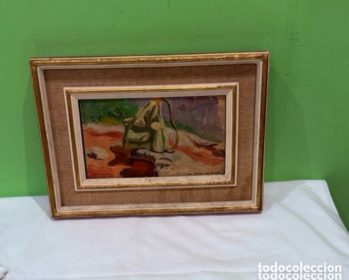 Kunst: Arturo Mart&iacute;nez Cabezas (1899) paisaje San Lloren&ccedil; del Munt &oacute;leo sobre tablex fermado