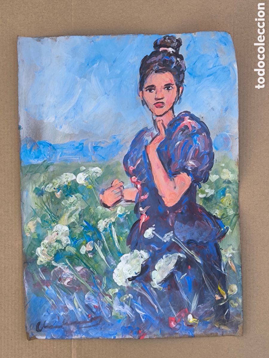 Kunst: Chica con flores ( hecho a mano )