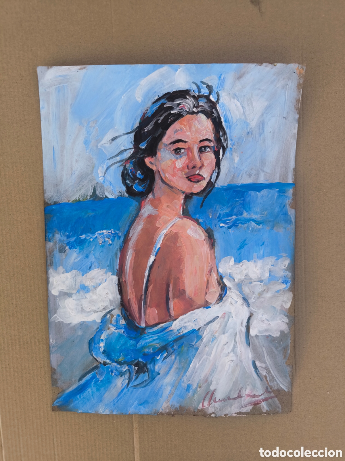 Kunst: Mujer en la costa ( hecho a mano ) art