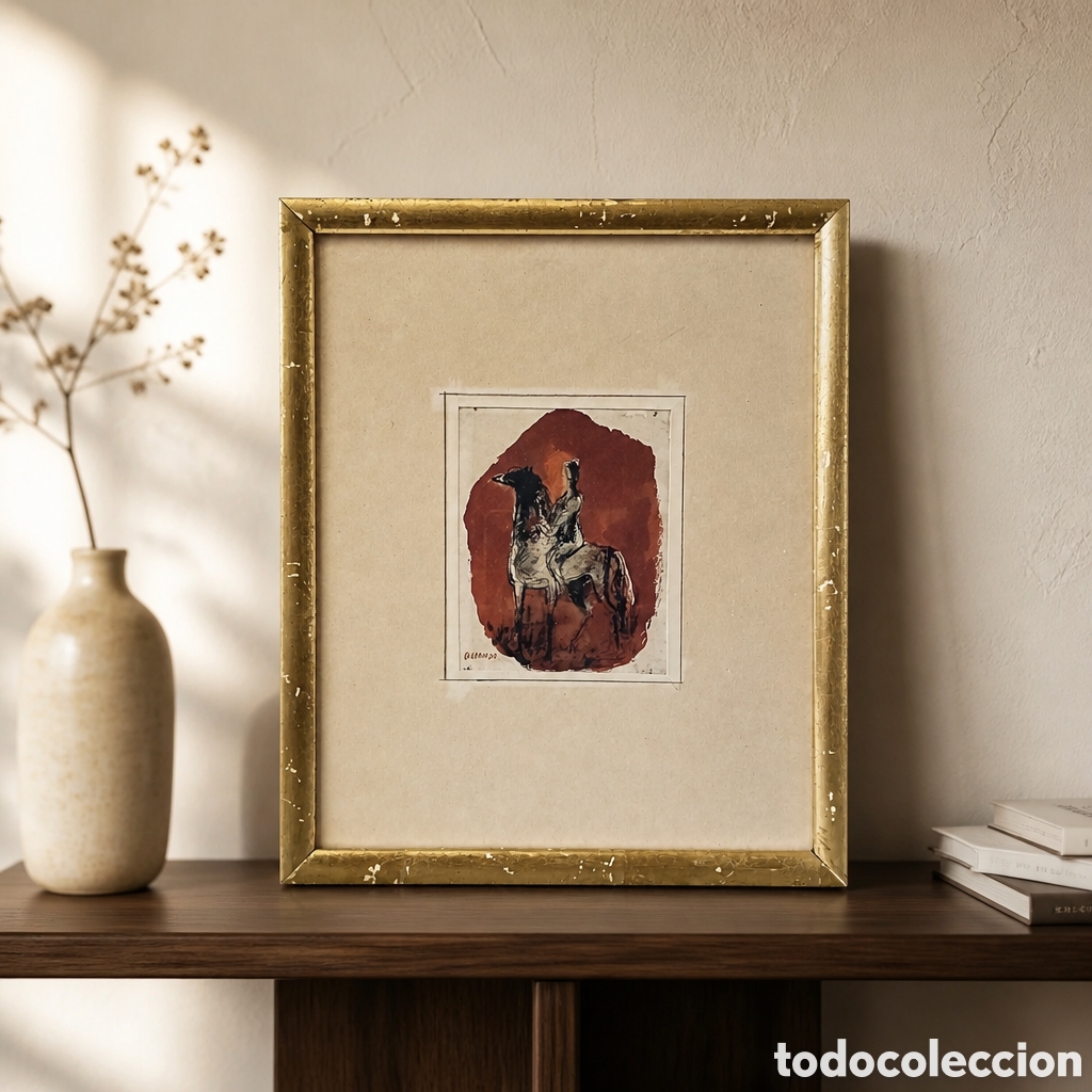 Arte: PABLO CORONADO MARTIN .(GRANADA 1898 MALAGA 1979) OLEO Y PLUMILLA SOBRE PAPEL . OBRA 15&times;11 CM