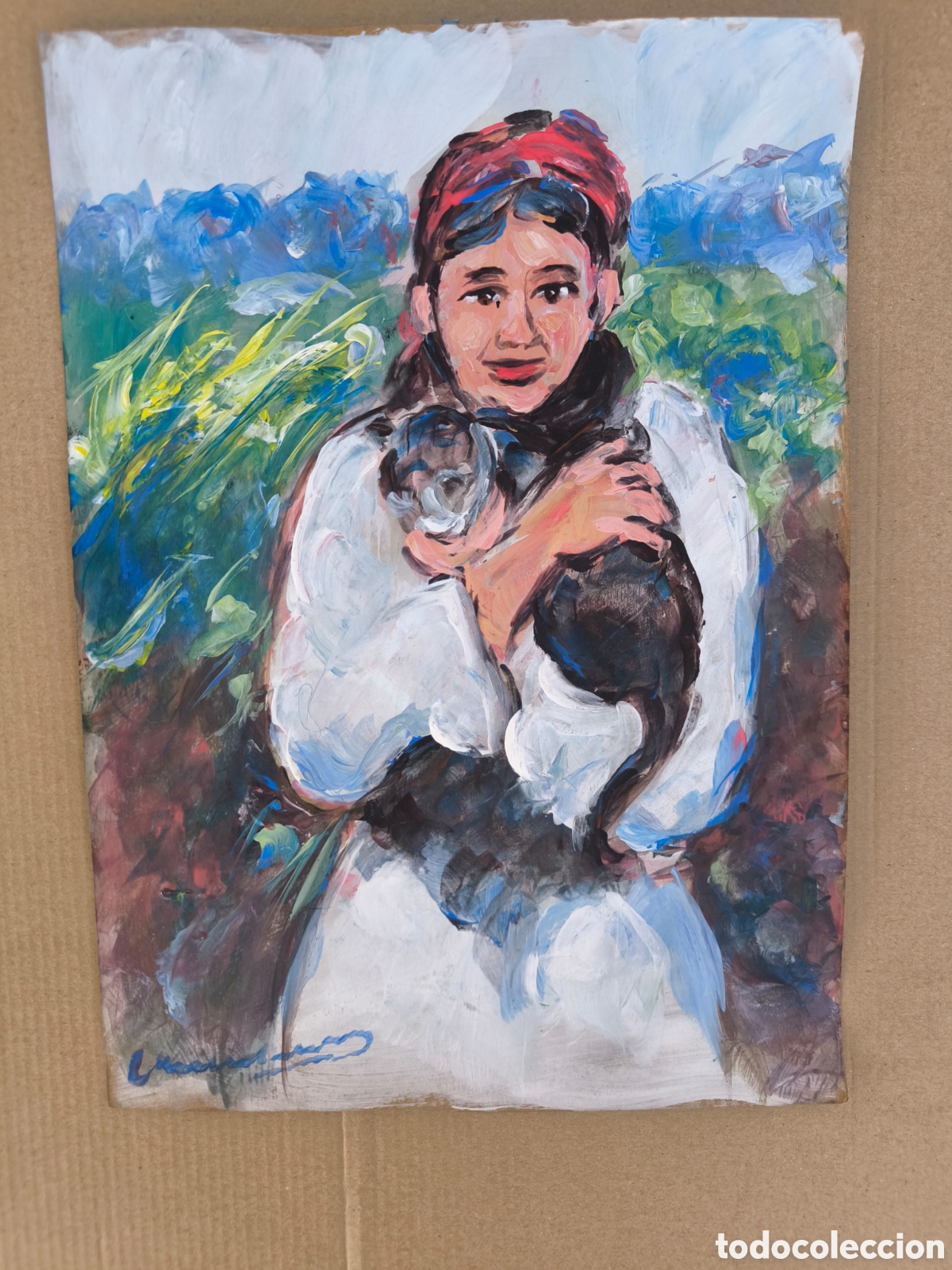 Kunst: Ni&ntilde;a con gato ( art )
