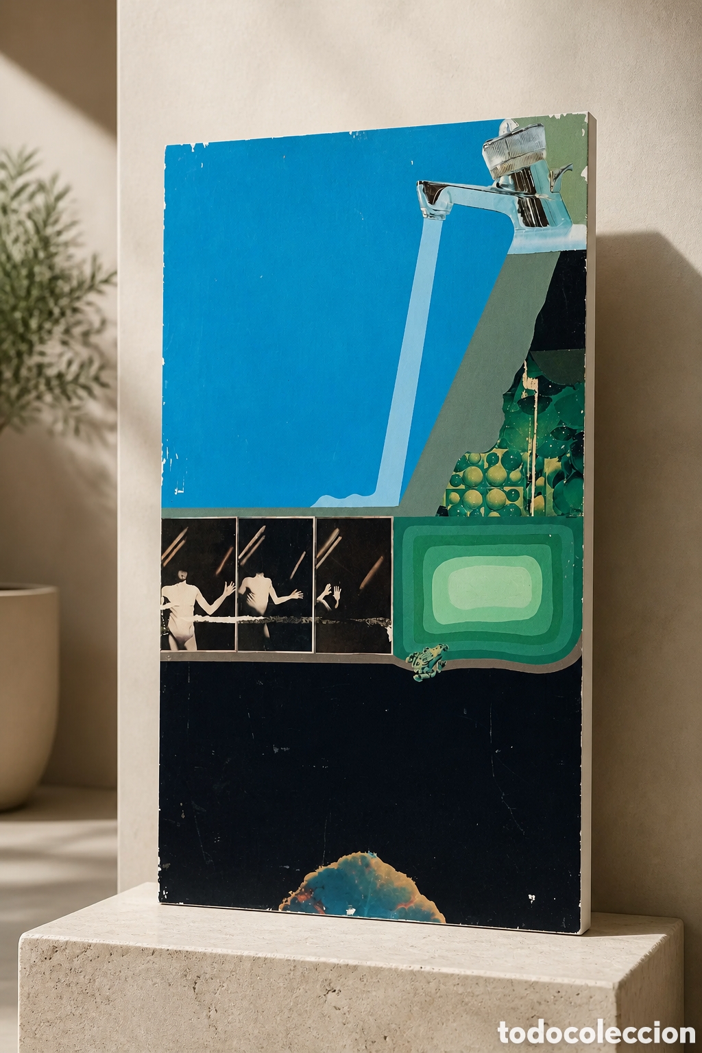 Arte: PEPE BORNOY . MALAGA 1942 - 2003. TECNICA MIXTA , ACRILICO SOBRE MADERA Y COLLAGE. FIRMADO .88&times;49cm