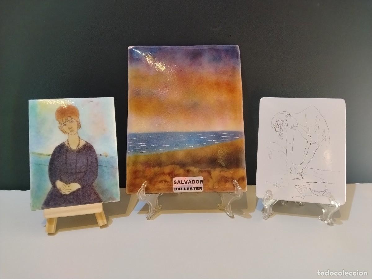 Arte: 3 preciosas Pinturas de SALVADOR BALLESTER realizado en pintura esmalte en lamina de cobre