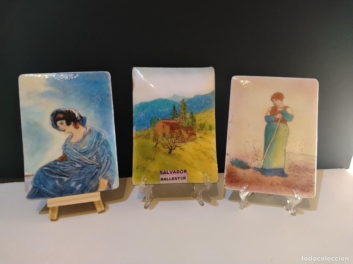 Arte: 3 preciosas Pinturas de SALVADOR BALLESTER realizado en pintura esmalte en lamina de cobre