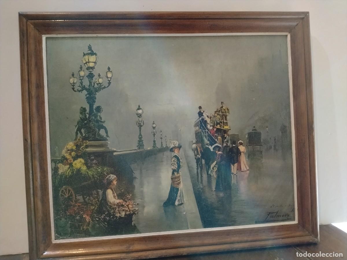 Arte: PRECIOSA OBRA DE ARTE DEL MAESTRO PALMERO (ESCENA URBANA DE LA BELLE &Eacute;POQUE PARISIANA)1950 Y 1970