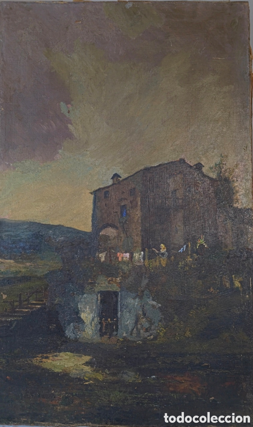 Arte: Paisaje Catalan firmado reentelado