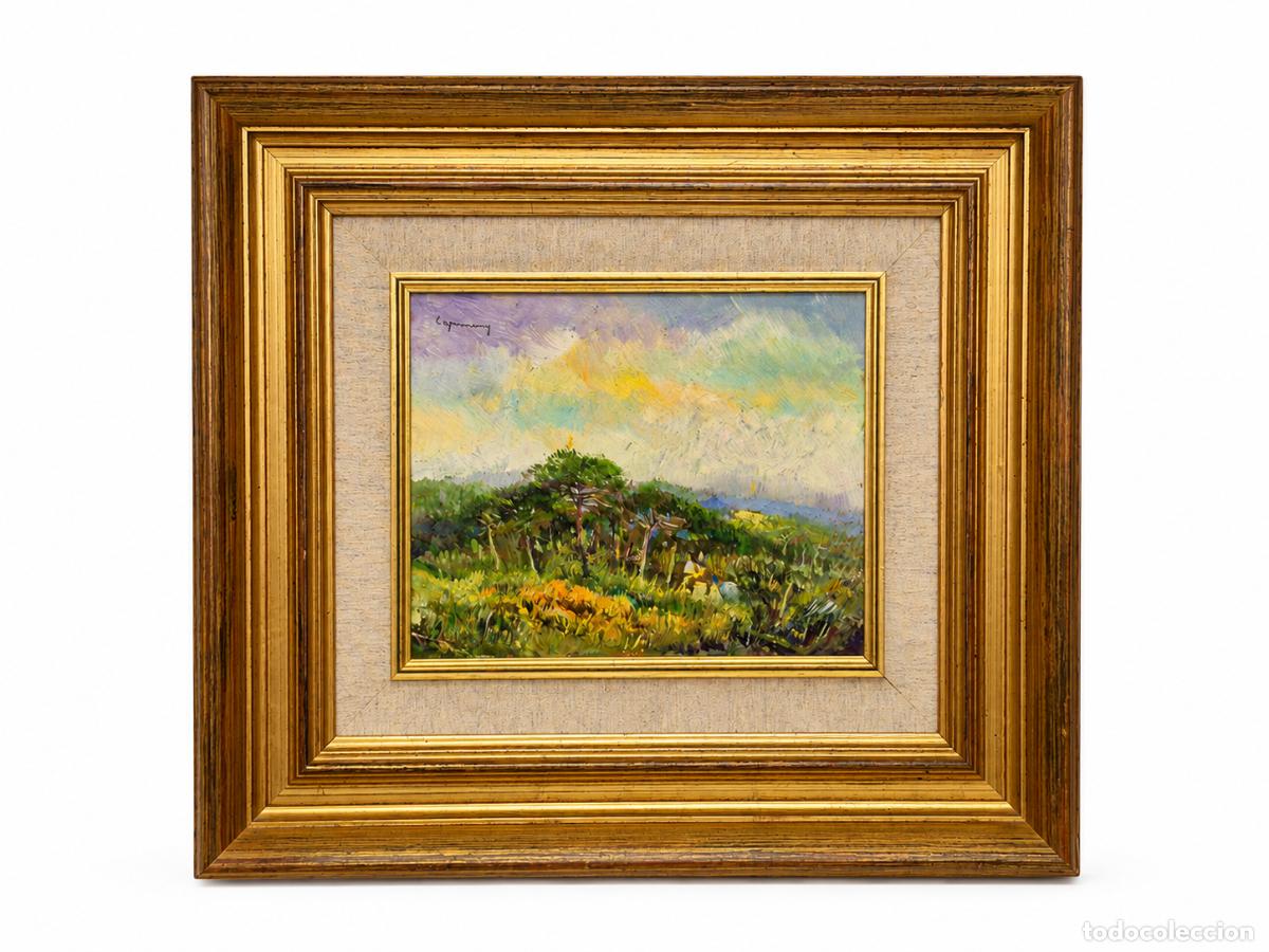 Arte: Ram&oacute;n de Capmany (1899-1992) - Paisaje con Figura - &Oacute;leo sobre Tablex