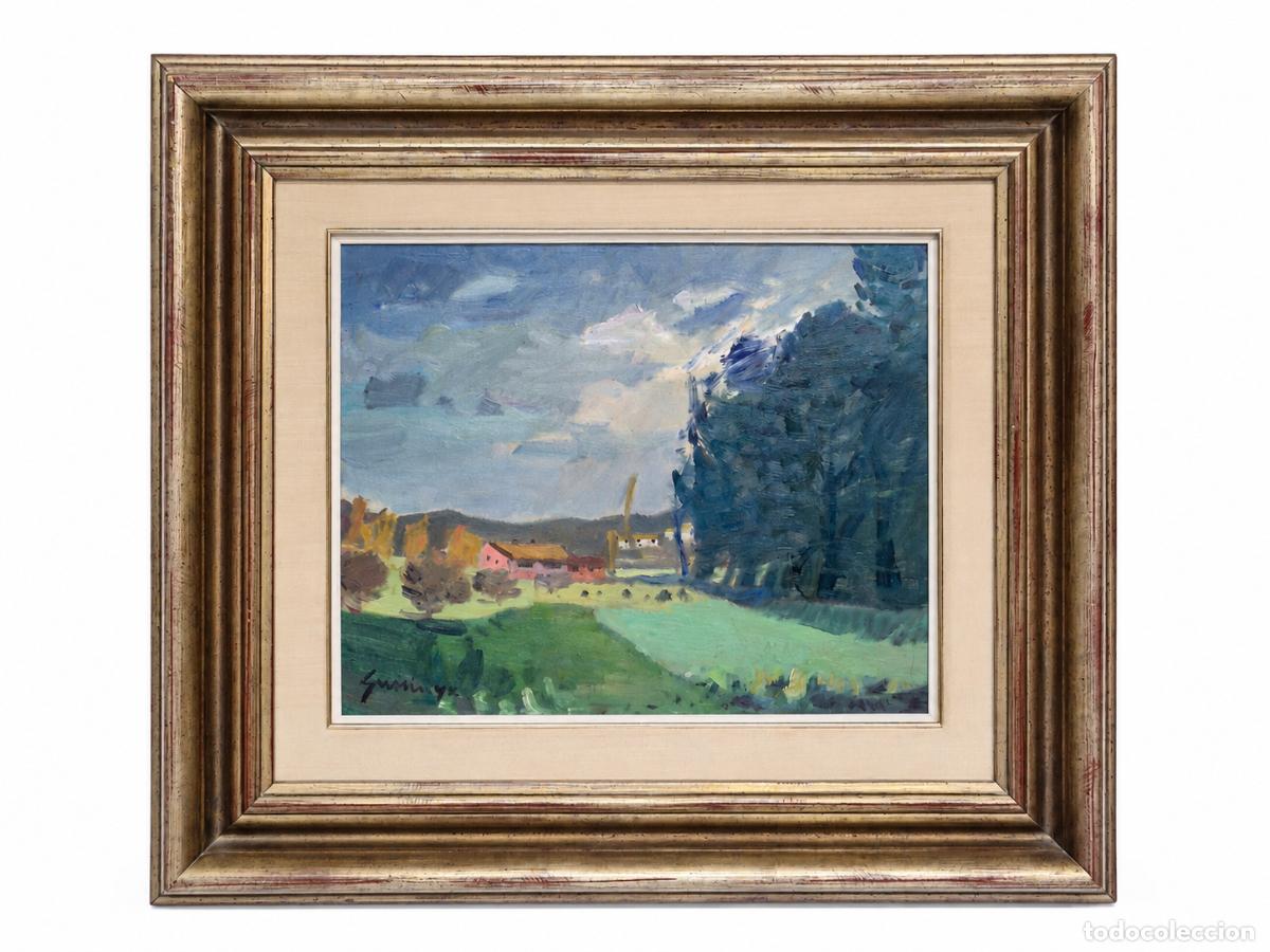 Arte: Pere Gussinye Gironella (Olot 1890 - 1980) - Paisaje - &Oacute;leo sobre Tablex