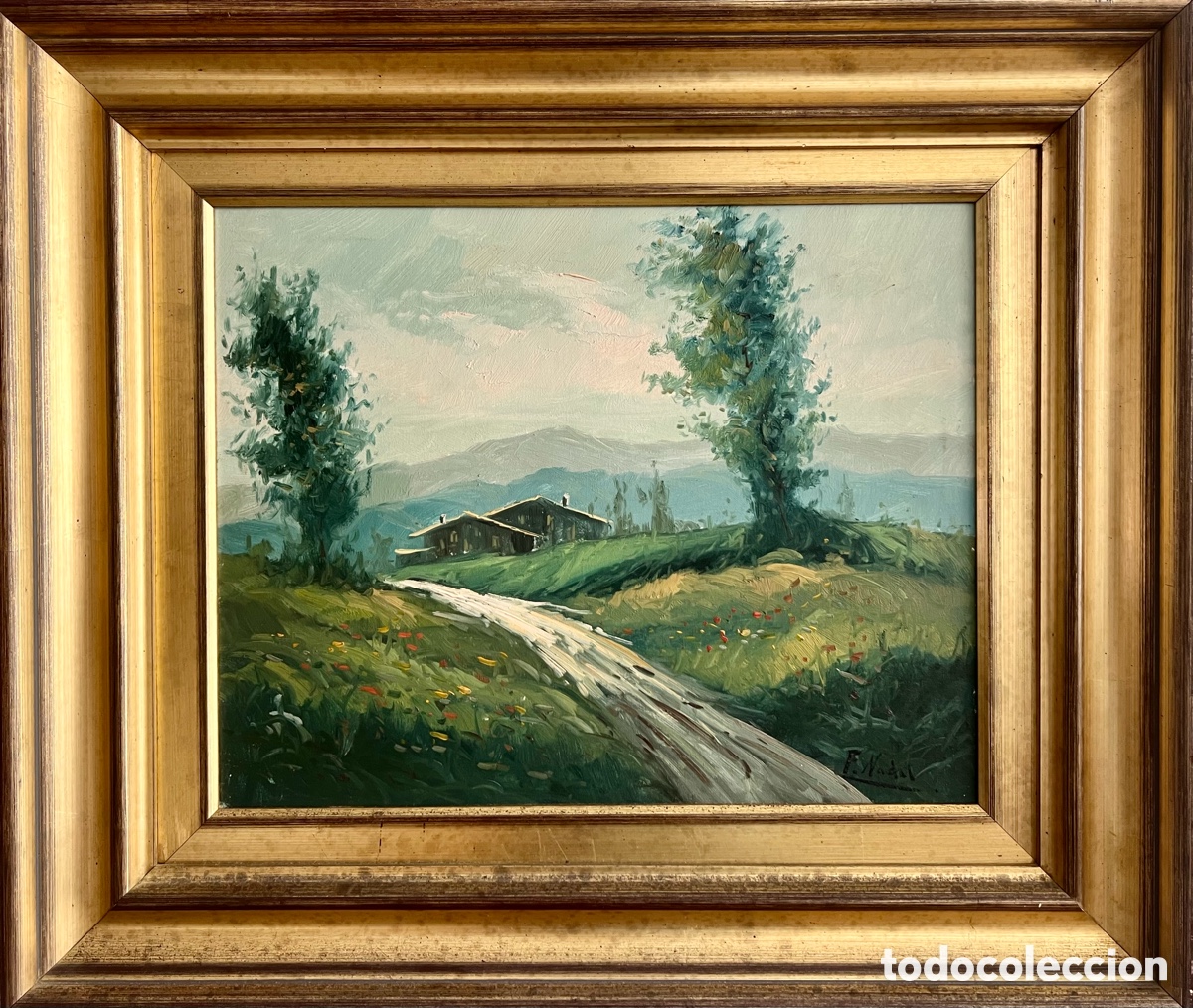 Arte: Paisaje. &Oacute;leo sobre lienzo. Escuela Catalana