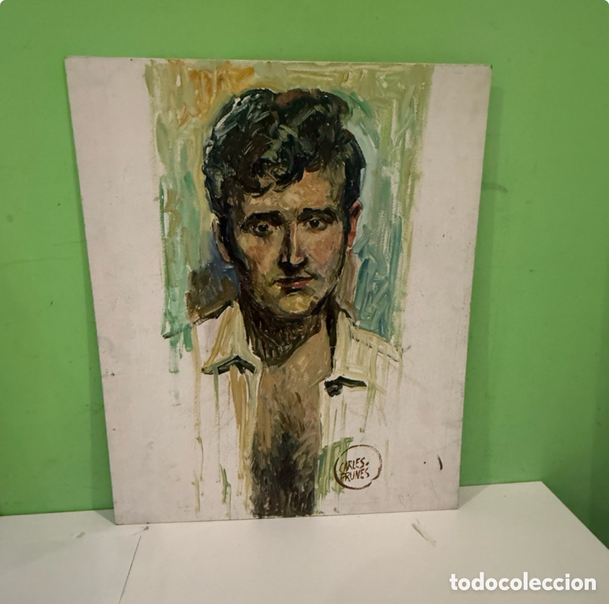 Art: Carles Prun&eacute;s (1937-2017) &ndash; Posible autorretrato &ndash; &Oacute;leo original sobre tablex firmado