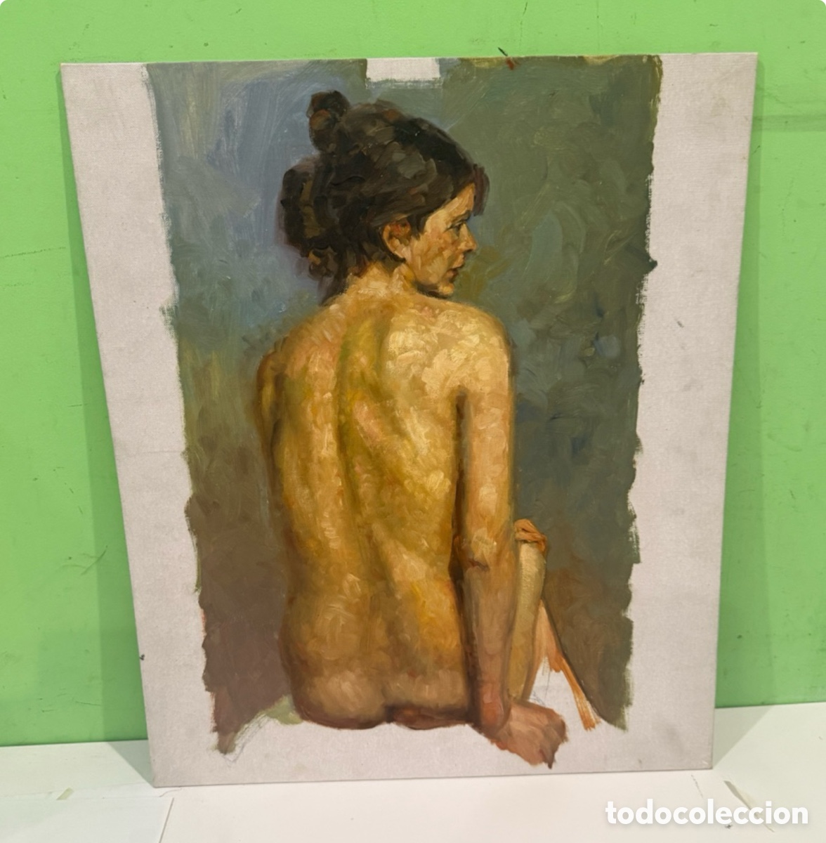 Kunst: Carles Prun&eacute;s (1937-2017) &ndash; Desnudo femenino de espaldas &ndash; &Oacute;leo original sobre tablex firmado