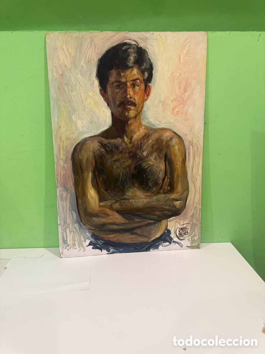 Arte: Carles Prun&eacute;s (1937-2017) &ndash; Posible autorretrato &ndash; &Oacute;leo original sobre tablex firmado
