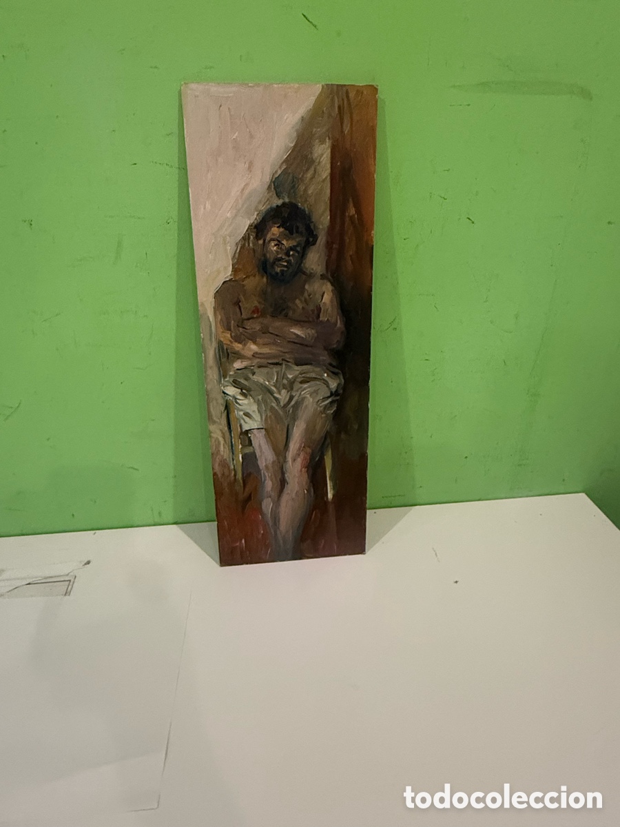 Arte: Carles Prun&eacute;s (1937-2017) &ndash; Figura masculina sedente &ndash; &Oacute;leo original sobre tablex firmado