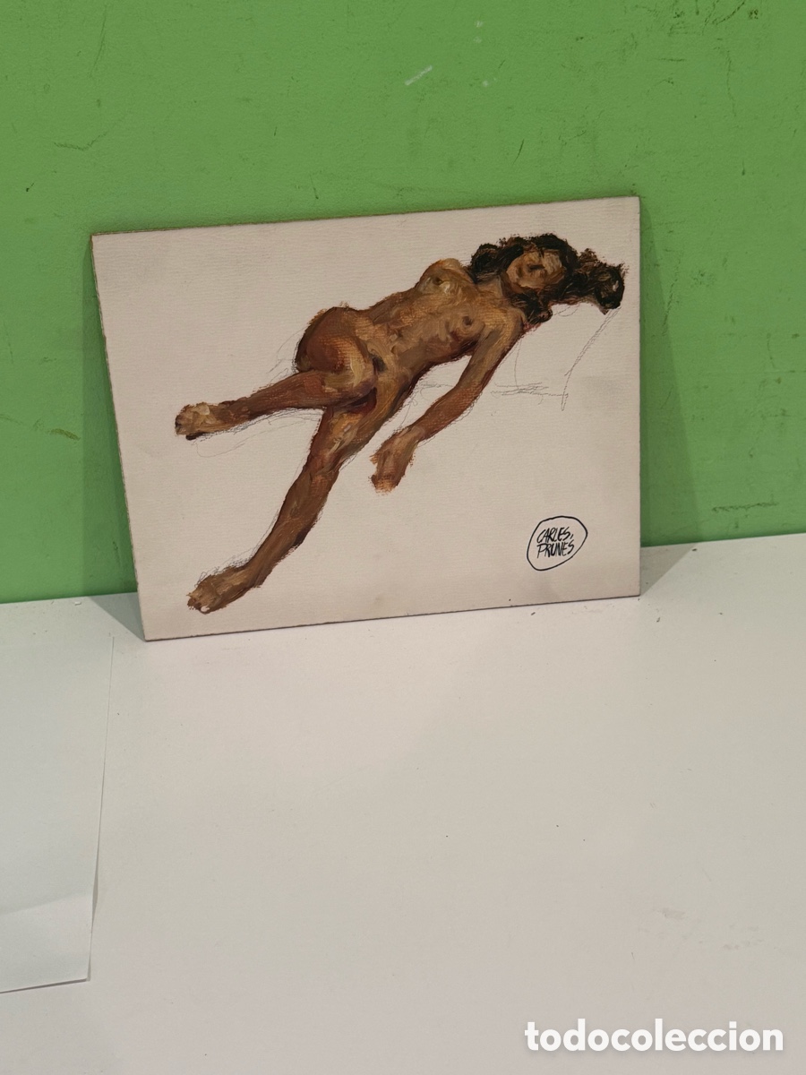 Arte: Carles Prun&eacute;s (1937-2017) &ndash; Desnudo femenino reclinado &ndash; &Oacute;leo original sobre tablex firmado