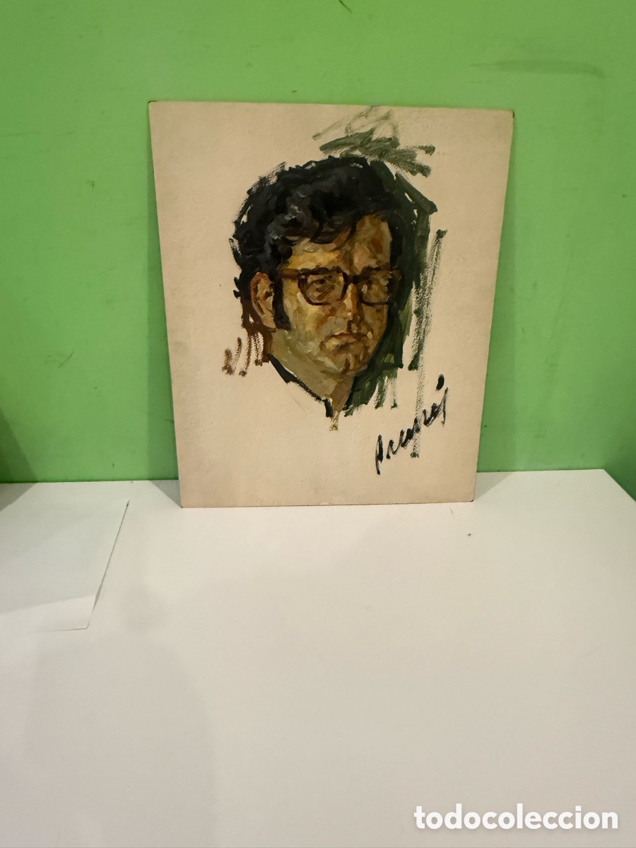 Kunst: Carles Prun&eacute;s (1937-2017) Retrato masculino original firmado