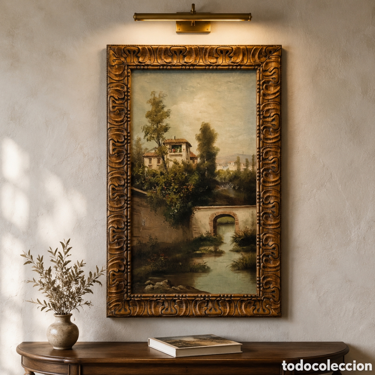 Arte: FERNANDO MARTINEZ CHECA. OLEO SOBRE LIENZO .PAISAJE GRANADA. OBRA 75&times;40 cm